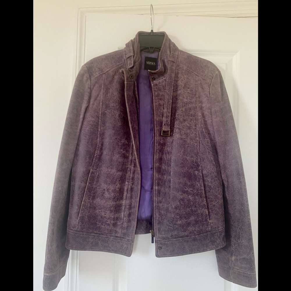 Versus by Gianni Versace Distressed Leather Jacket